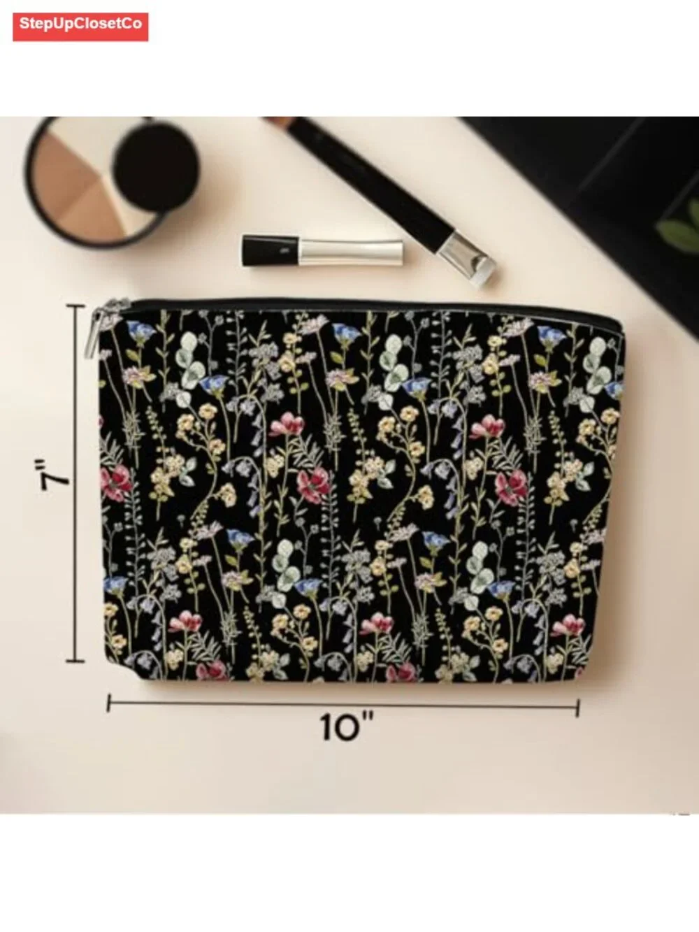 Makeup Bag Cosmetic Pouch Cotton Linen Travel Toiletry Organizer Gift